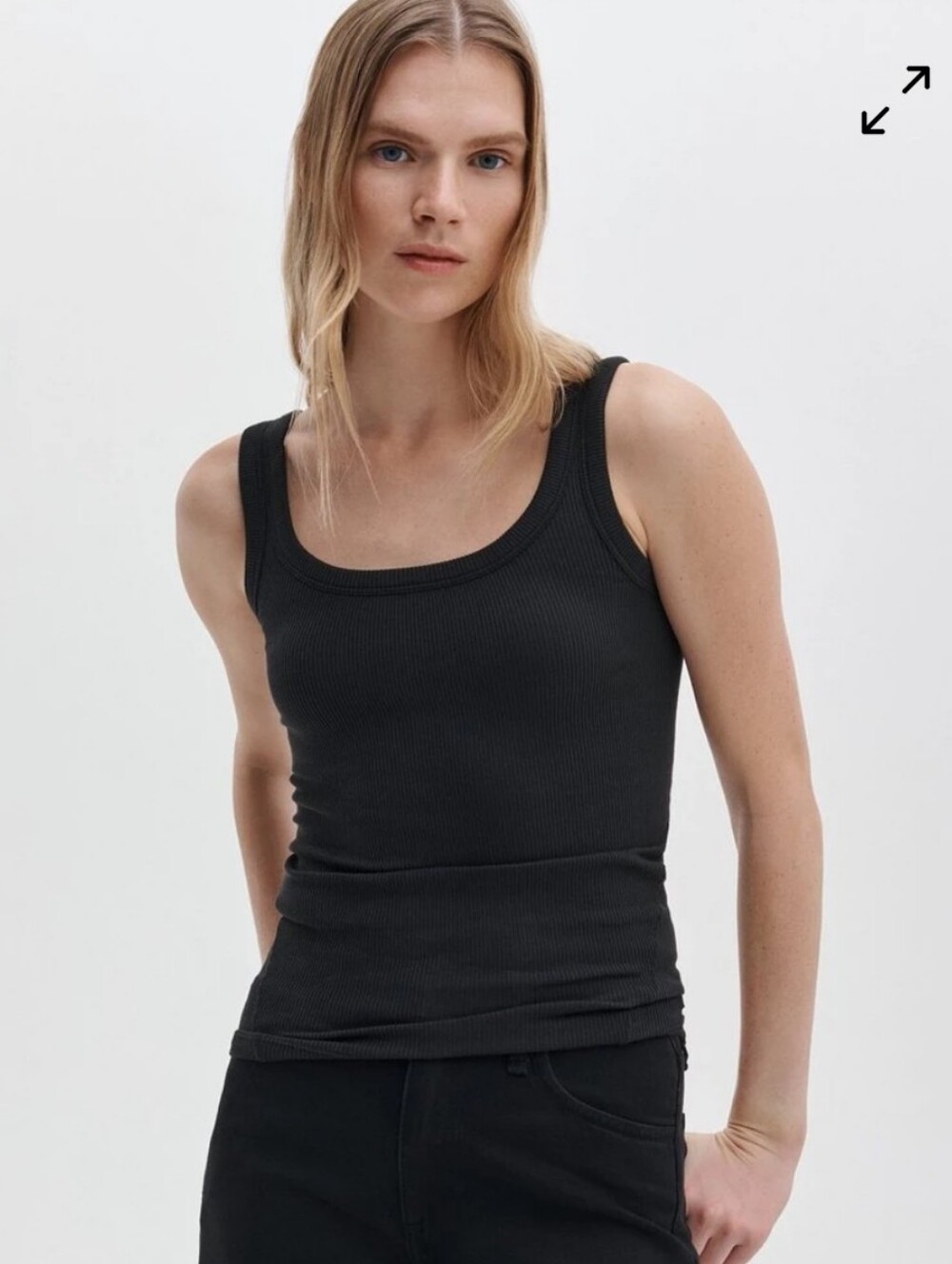 Rag & Bone The Essential Ribbed U-Neck Tank Top in Black NWT